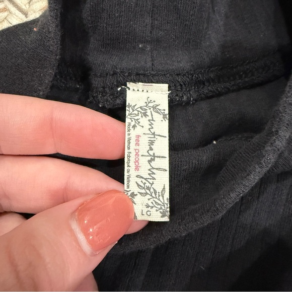 Free People Black Ribbed High Neck Long Sleeve - Picture 5 of 8